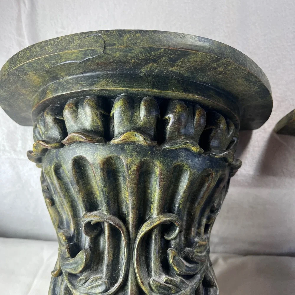 Decoline New York Wall Corbel Sconce Pair Antique Bronze Verdigris Floral 12.5in